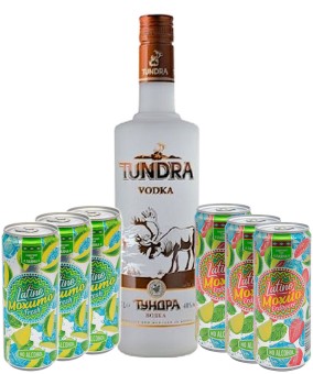 Wodka Tundra SET 40% 0,7l + 3x Latino Moxito Limette 330ml u. 3x Latino Moxito Erdbeere 330ml